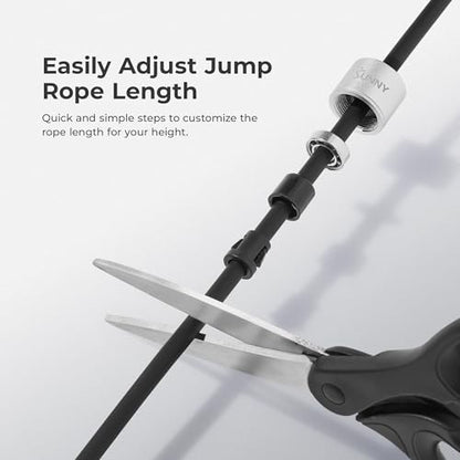 Sunny Health & Fitness Exercise Jump Rope for Fitness, Lightweight & Portable Skipping Rope with Durable Handles & Adjustable Exercise Rope