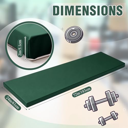 Lyrow 2 Inch 72"x24" Thick Foldable Yoga Mat with Carry Strap, Non-slip Portable Foam Gym Mat for Yoga, Pilates and Stretching - color: Dark Green