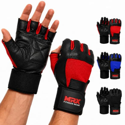 MRX Weight Lifting Gloves Gym Fitness Exercise Bodybuilding Workout Powerlifting - color: Red, size: X-Large