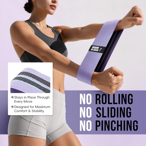 Fabric Resistance Bands for Working Out with Exercise Guide, 3 Levels Hip & Glute Bands Set for Legs, Squats, Yoga, Fitness & Physical Therapy for Women and Men
