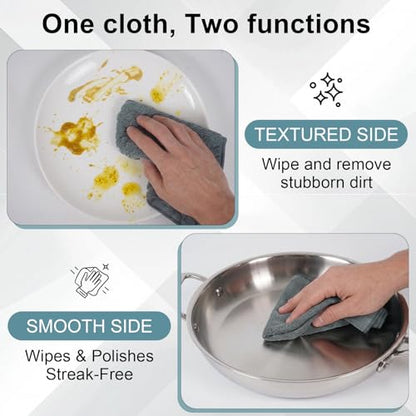 Dual-Sided Microfiber Cloths, 12x12 Lint-Free 6-Pack - color: Dark Gray-blue