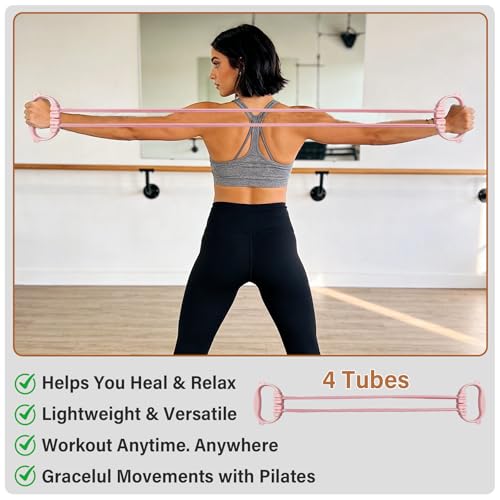 Home Pilates Kit, 15-Inch Pilates Ring with 2 Pilates Ball,2 massageballs,3 Resistance Bands for Toning Arms, Thighs/Legs & Core,1 Detachable Tension Strap