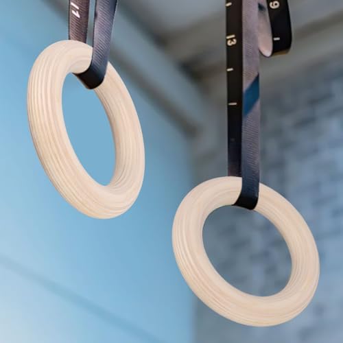 2-Pack Wooden Gymnastics Rings For Adult Fitness, Solid Birch Wood Pull-Up Rings Compatible With Home Gyms, Non-Slip Grip, 19 Mm Inner Size(25mm 19cm)