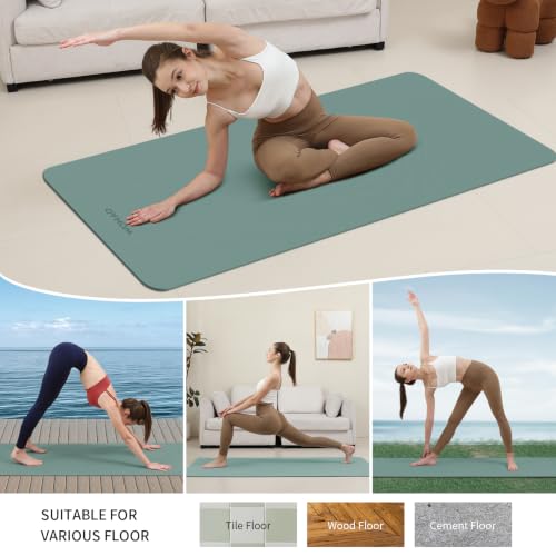 Extra Wide & Thick 8mm Yoga Mat, 72"x31.5" - color: Dark Green