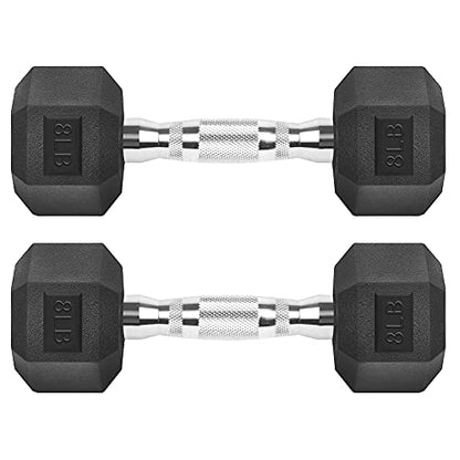 Hex Dumbbells Rubber Coated Cast Iron Hex Black Dumbbell Free Weights for Exercises - style: 8 Pounds / Pair