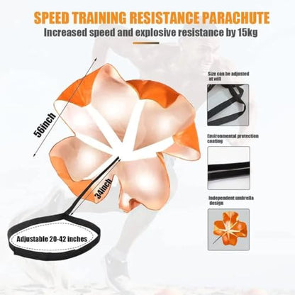 Running Speed Chute Resistance Parachute 56 inch Powerchute Umbrella Training Sprint Power Soccer Trainer for Runner, Football, Soccer Drilling