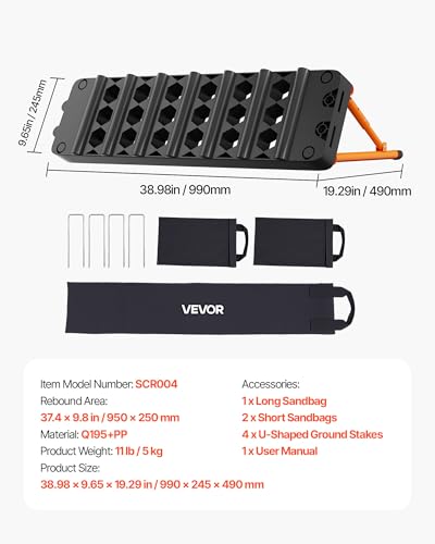 VEVOR Upgrade Soccer Rebounder Board, Mult-Adjustable Angles Portable Soccer Rebound Wall, Foldable Kickback Board, Soccer Practice Equipment, Ideal for Kids & Adults Passing & Shooting Drills - size: 37.4" x 9.8"