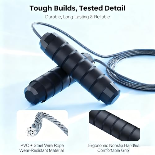 Jump Rope, Adjustable Jump Ropes,Skipping Rope Tangle-Free Rapid Speed with Ball Bearings for Women Men Kids,Exercise & Slim Body Jumprope at Home School Gym
