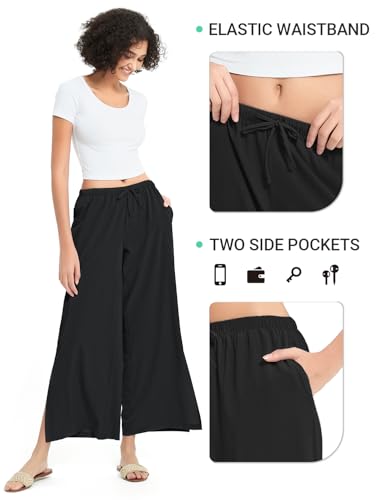 Womens Wide Leg Yoga Pants Lightweight Travel Pants Quick Dry Lounge Sweatpants Beach Swim Cover Up UPF 50+