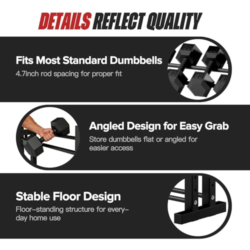 3-Tier Dumbbell Rack Stand Only, Weight Rack for Home Gym Dumbbells, Adjustable Height, Compact Design, 1000LB Capacity Dumbbell Storage for Home Use