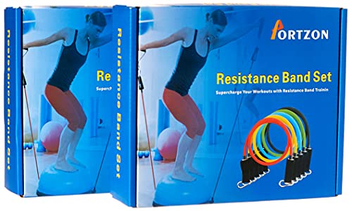 Portzon Resistance Band Set, Workout Bands, Exercise Bands Door Anchor Handle Resistance Training, Convenient, Durable, Exercise Stack-able Up to 100 lbs