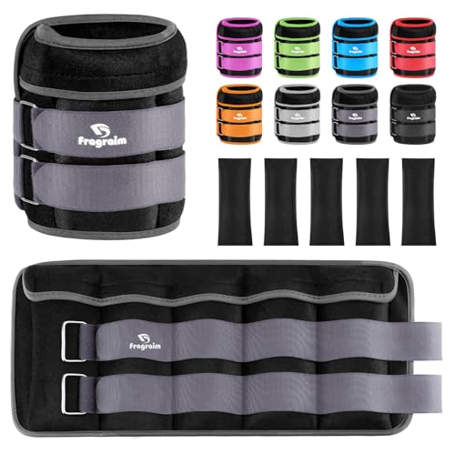 Fragraim Adjustable Ankle Weights 1-3/4/5/6/8/10/12/15/20 LBS Pair with Removable Weight for Jogging, Gymnastics, Aerobics, Physical Therapy - color: dark Grey - double buckle, style: 10 lbs each( 20 lbs pair)