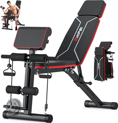 GIKPAL Adjustable Weight Bench - Workout Bench Press for Home Gym - color: Black - Glossy