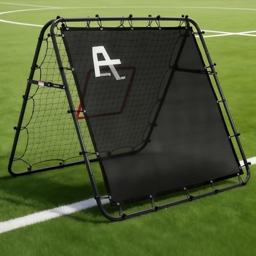 Adjustable Soccer Rebound Net | Double-Angle Soccer Trainer with Steel Frame | Portable Folding Rebounder for Passing & Shooting Practice | Outdoor Sports Equipment for Youth & Adult