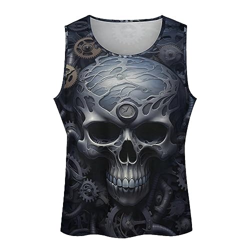 BIVENANT Skull Shirts for Men Novelty Mens Skull Tank Top Big and Tall Tank Tops Graphic Tees Shirt - color: Aite0g0200, size: Medium