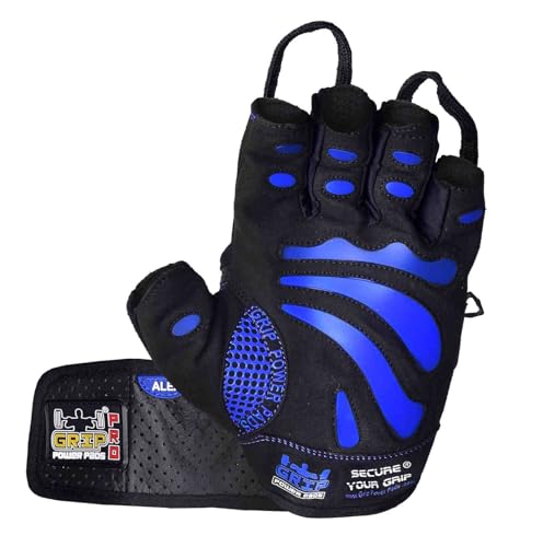 Gym Gloves Protect Your Hands & Improve Your Grip Weightlifting Grips - color: Blue, size: Large