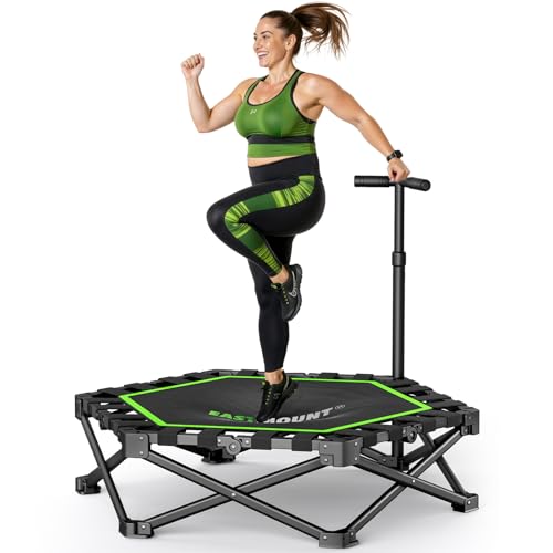 East Mount Foldable Mini Trampoline Indoor, Folding Rebounder Trampoline for Adults with Handles, Exercise Rebounder, Small Trampoline for Adults, for Indoor Garden Workout