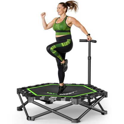 East Mount Foldable Mini Trampoline Indoor, Folding Rebounder Trampoline for Adults with Handles, Exercise Rebounder, Small Trampoline for Adults, for Indoor Garden Workout