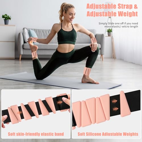 Ankle Weights for Women Wrist Weights Set of 2 (2 lbs Each) Adjustable Arm Leg Weight for Women Men Suitable for Walking Swimming Running Pilates Yoga Gym- Flesh Pink