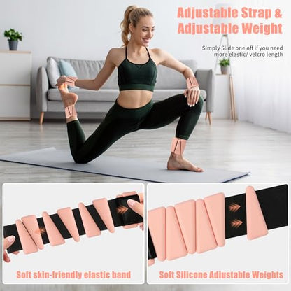 Ankle Weights for Women Wrist Weights Set of 2 (2 lbs Each) Adjustable Arm Leg Weight for Women Men Suitable for Walking Swimming Running Pilates Yoga Gym- Flesh Pink