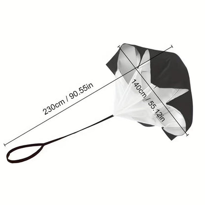 Resistance Parachute for Running, Speed Training Parachute for Sprint, Football, Soccer, Agility and Strength Workouts, Adjustable Belt with Carry Bag - color: black