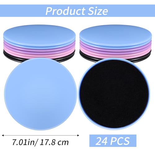 24 PCS (12 Pairs) Core Sliders for Working Out - Dual Sided Exercise Discs for Stability, Abs, Legs & Full Body Training on Carpet or Hardwood Floor - Includes Pink, Blue, Purple, Black