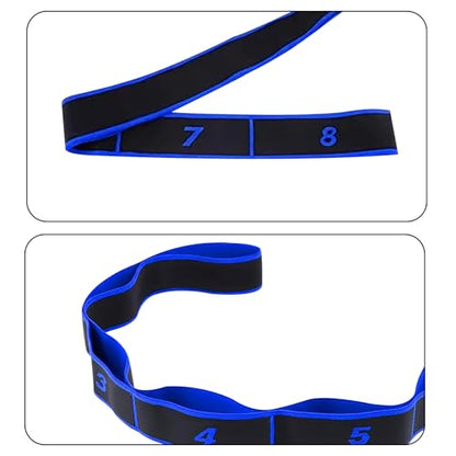 Headry Elastic Stretching Band, 8-Section Numbered Yoga Strap for Pilates, Leg Stretching, Back Toning, Lightweight Resistance Band for Home Gym Travel - color: Blue