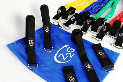 Z2G Multi-Resistance Tube Training Set – 5 Levels with Protective Nylon Sleeves, 2 Foam Handles, Ankle Straps, Door Anchor & Travel Bag – Total Home & Travel Fitness for All Ages and Fitness Levels