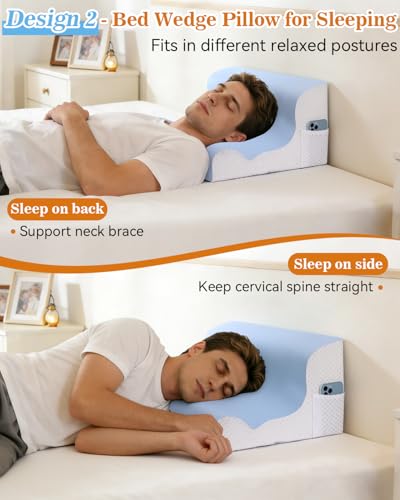 Reading Pillow for Sitting in Bed, Back Pillow for Sitting Up & Bed Wedge Pillow for Sleeping, Lumbar Rest & Neck Support Bed Pillows, Backrest Cushion for Reclining,Gaming,Resting,Watching TV