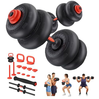Yoleo Adjustable Dumbbell Set, 45LBS Free Weight Set with Silent Anti-Collision Air Cushion with Connector, 5-in-1 Dumbbells Set Includes Barbell, Kettlebells, Push up Stand, Weight Plate, Exercise & Fitness Dumbbells Weight Set for Home Gym Suitable Men/
