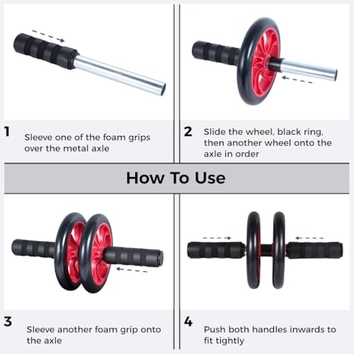 7 Pcs AB Wheel Roller Kit with Push-Up Bars, Knee Pads, and Core Sliders, 4-In-1 Abdominal Exercise Equipment for Home Gym, Core Workout Set for Men and Women, Complete Fitness Gear
