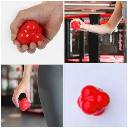 Hemoton Hexagonal Reaction Ball for Hand Eye Coordination Training, Red Large 68mm Silicone Agility Fitness Ball for Indoor Speed and Reflex Exercise