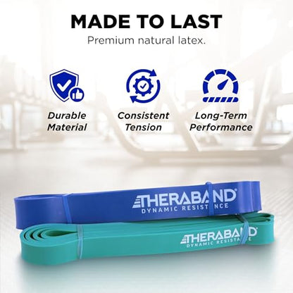 THERABAND High Resistance Band Set of 2, Medium and Heavy Elastic Super Bands for Full Body Workouts, Physical Therapy, Strength Training, Durable 41” Loop Exercise Bands, 25-35 lbs Resistance - size: 2 Pack Medium (25-35 lbs)