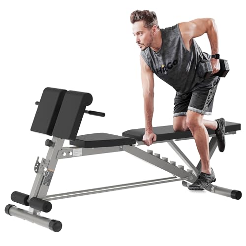 Adjustable Weight Bench with Preacher Curl & Hyper Extension, Roman Chair for Full Body Strength Training