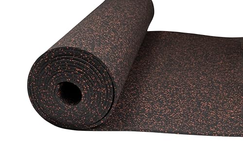 Playsafer Genaflex Rubber Gym Floor Mat, Heavy Duty Commercial Protective Gym Flooring Roll - 8mm Thick (10% Red, 4' X 15') - color: 10% Red, size: 180"L x 48"W x 0.3"Th