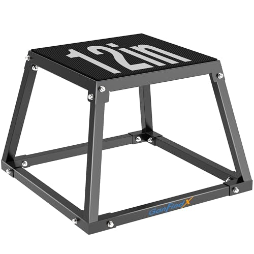 GanFindX Steel Plyometric Jump Box,12/18 Inch Heavy Duty Plyo Platform, Non-Slip Workout Step Box for Home Gym, Agility, Strength & Conditioning Training - size: 12in