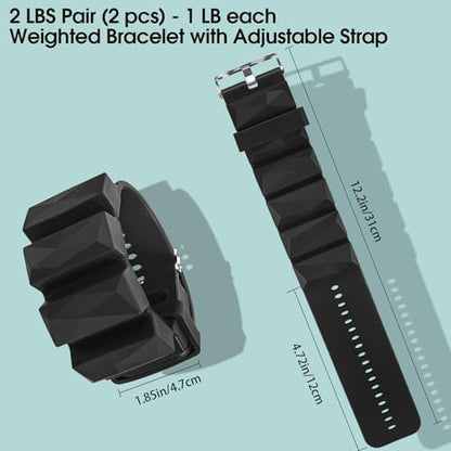 Wearable Wrist and Ankle Weights -1 lb set of 2, Ankle Weights for Women and Men, Wrist Weights for Pilates, Yoga and Walking Exercise, Office Workout and Home Gym Equipment. Adjustable Wristband and Bracelet for Hand, Leg, Wrist and Ankle