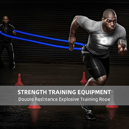 Resistance Speed Training Set, 8pcs Exercise Explosive Force Bounce Physical Equipment Double Rope Improve Agility Power Strength for Jumping Basketball Tennis Football Volleyball - color: Blue-6.6ft