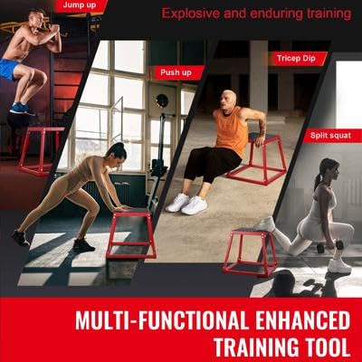 Happybuy 18" Plyometric Jump Box, Steel Plyo Box, Agility Platform, Anti-Slip Exercise Step Up Box for Home Gym Training, Conditioning, Strength, Red