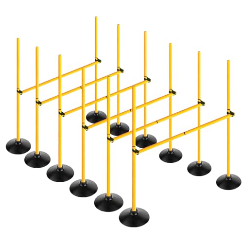 Adjustable Height Agility Hurdle Set Multi-Function Soccer Trainning Pole Set Coaching Sticks with Rubber Base - color: 4.9 FT, style: Pack of 6
