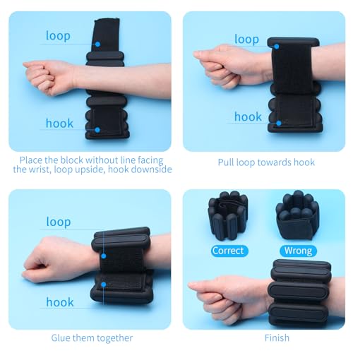 Adjustable Wrist & Ankle Weights for Men Women, Set of 2 (1lb Each), Wearable Bangles Silicone Bracelet, Workout Resistance Weights for Yoga, Pilates, Dance, Aerobics and Walking
