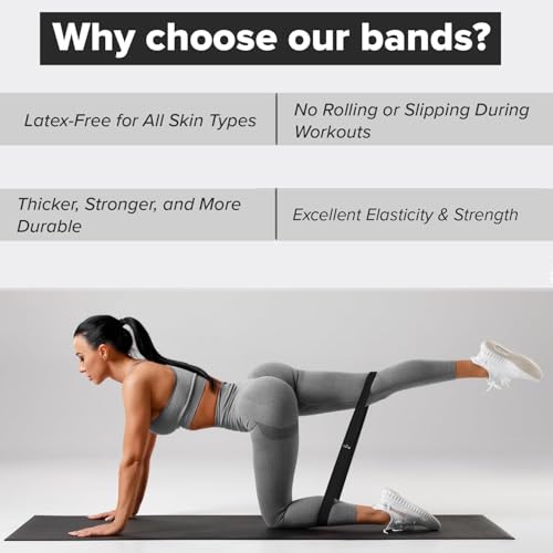 Resistance Bands for Working Out (Set of 5) – Elastic Bands for Exercise & Physical Therapy – Loop Resistance Bands for Glutes, Home Workouts, Yoga, Pilates, Stretching & Legs