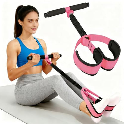 Pedal Resistance Band with Handle, Thickened Latex Tubes & Soft Foot Pedal, Full Body Workout Equipment for Glutes Legs Arms Waist, Pilates Physical Therapy Sit Up Gear for Home Gym - color: pink