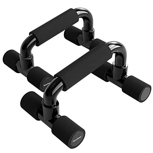 READAEER Push Up Bars Gym Exercise Equipment Fitness 1 Pair Pushup Handles with Cushioned Foam Grip and Non-Slip Sturdy Structure Push Up Bars for Men & Women - color: Black