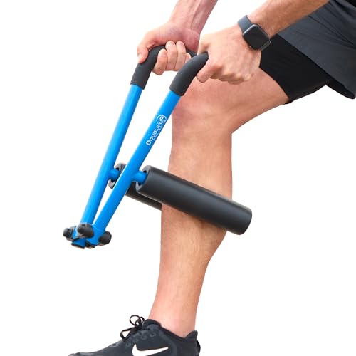 DoubleUP Roller Recovery Kit - Muscle Massager with Lever-Action Pressure Control and Quick-Change Rollers - color: Blue