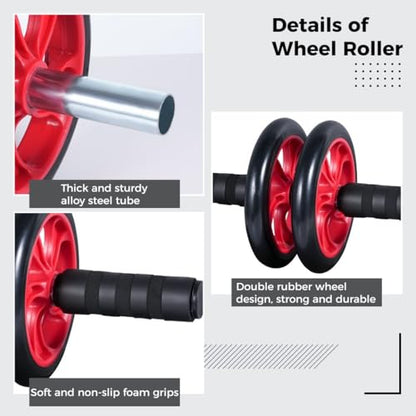 AB Wheel Roller Kit with Push-Up Bars, Knee Pads, Core Sliders, 4 in 1 Abdominal Core Workout Equipment Kit for Men Women Home Gym Exercise