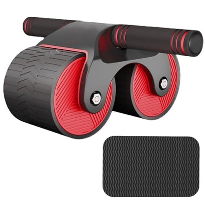 Automatic Rebound Abdominal Wheel With Kneeling Pad, Ab Wheel Roller With Mobile Phone Bracket For Abdominal Core Strength Training (Red)