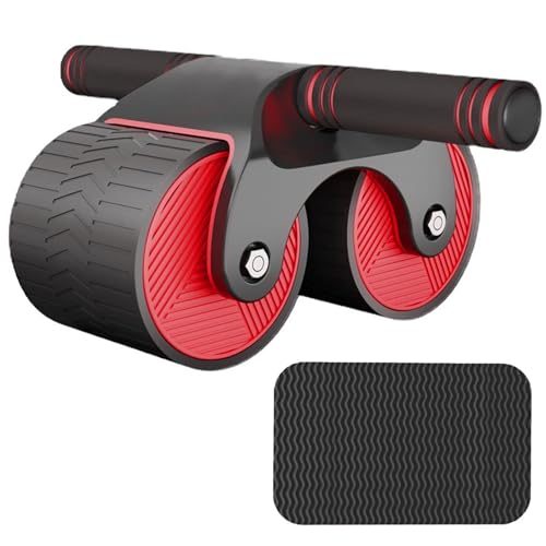Automatic Rebound Abdominal Wheel With Kneeling Pad, Ab Wheel Roller With Mobile Phone Bracket For Abdominal Core Strength Training (Red)