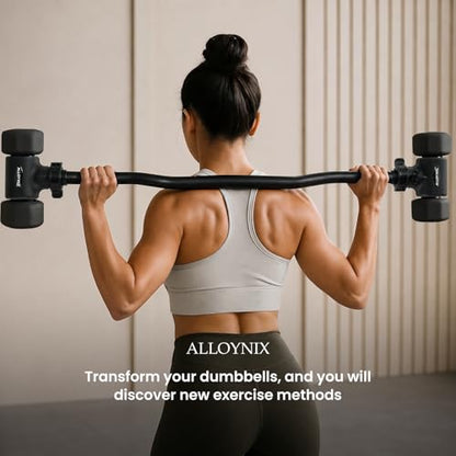 Dumbbell to Barbell Converter 2.0 – Transform Dumbbells into Barbell Set for Home Gym, Adjustable Weight Bar with Anti-Slip Foam Grip, Steel Clamp & 200LB Max Capacity, Compatible with Standard Dumbbells (Wave)