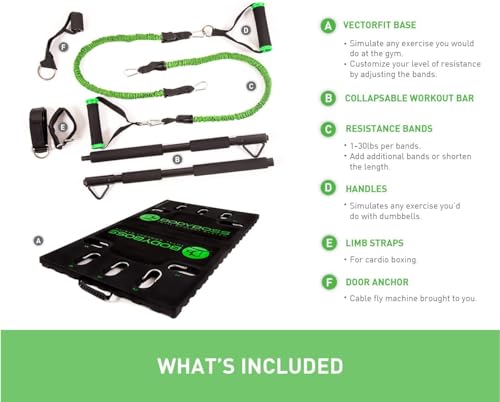 Home Gym 2.0 - Full Portable Gym Home Workout Package, Includes 1 Set of Resistance Bands (2) - Collapsible Resistance Bar, 2 Handles + More - Full Body Workouts for Home, Travel or Outside
